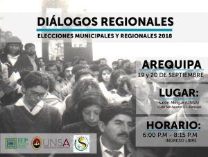 [Arequipa] IEP organiza “DIÁLOGOS REGIONALES. Elecciones Regionales y Municipales 2018”
