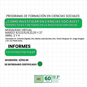 [CURSOS IEP] «¿Cómo Investigar en Ciencias Sociales? Perspectivas y Métodos en la Investigación Social»